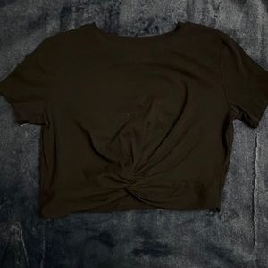 Black front knot crop top!